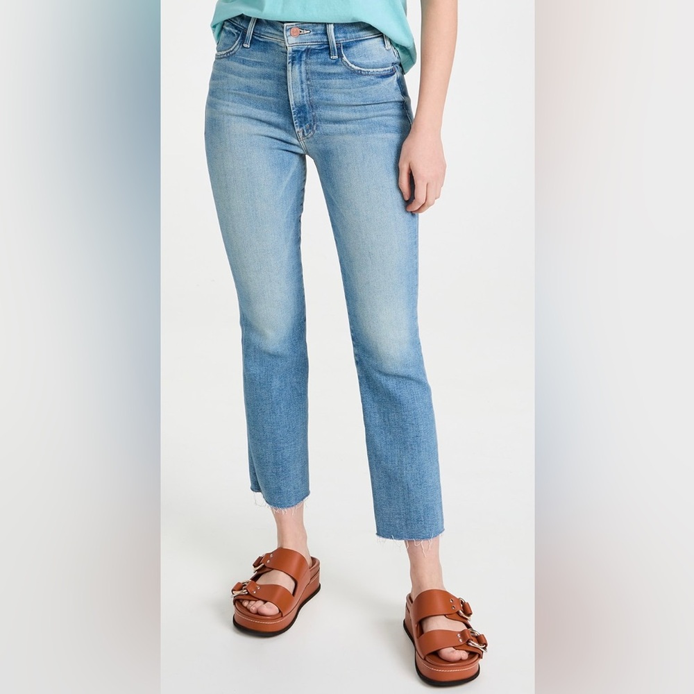 MOTHER The Hustler Ankle Fray Jeans Light Blue (Au Revoir) Straight Leg Jeans